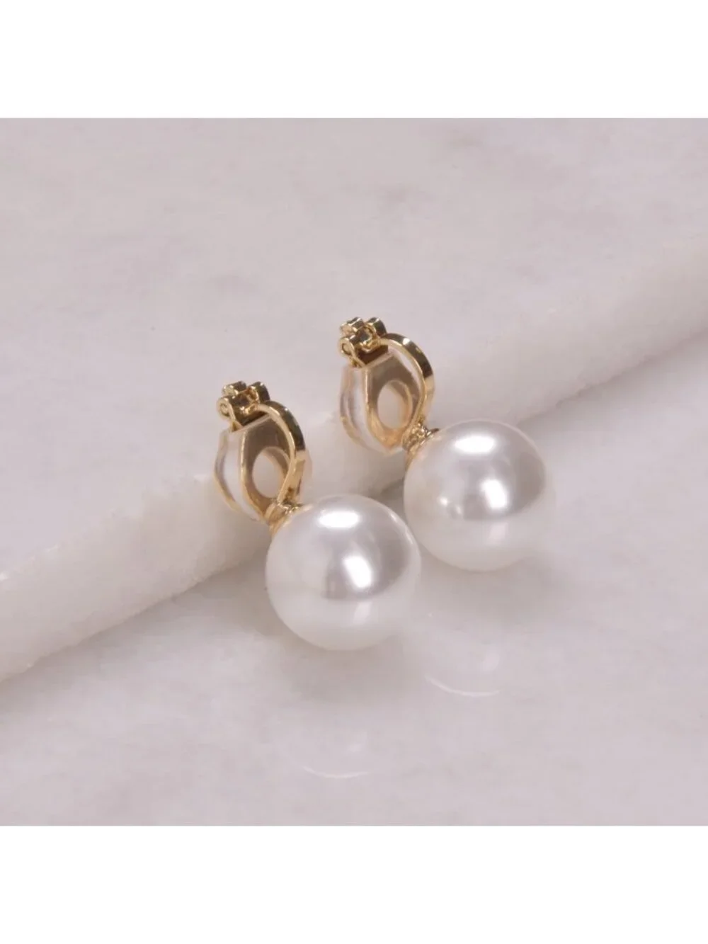 Oversized Simulated Pearl Clip-On Earrings for Women - Statement Jewelry